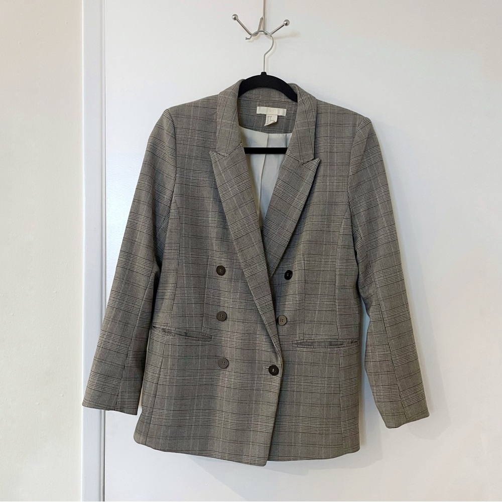H&M Grey Plaid Blazer